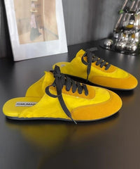 Fashion Lace Up Splicing Blue Suede Slide Sandals