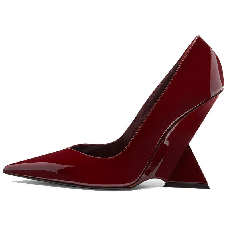 Patent Suede Unconventional High Heel Pumps
