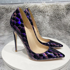 Stone Pattern Patent Leather Stilettos