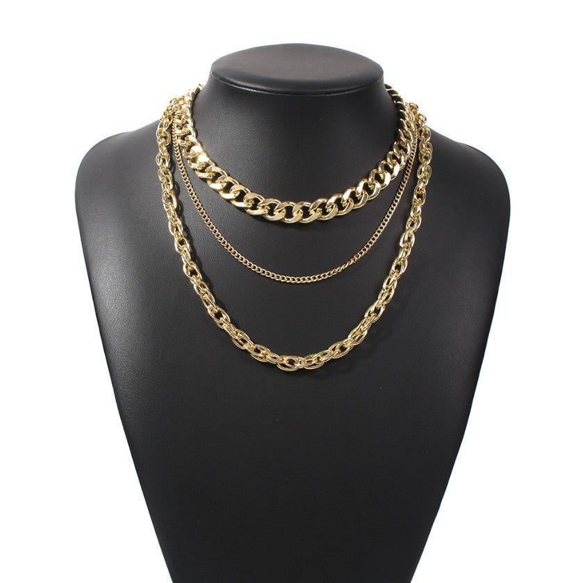 Tri-level Plated Chain Necklace