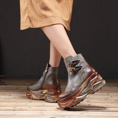Cozy Leather Handmade Ethnic Height Inceasing Boots Shoes