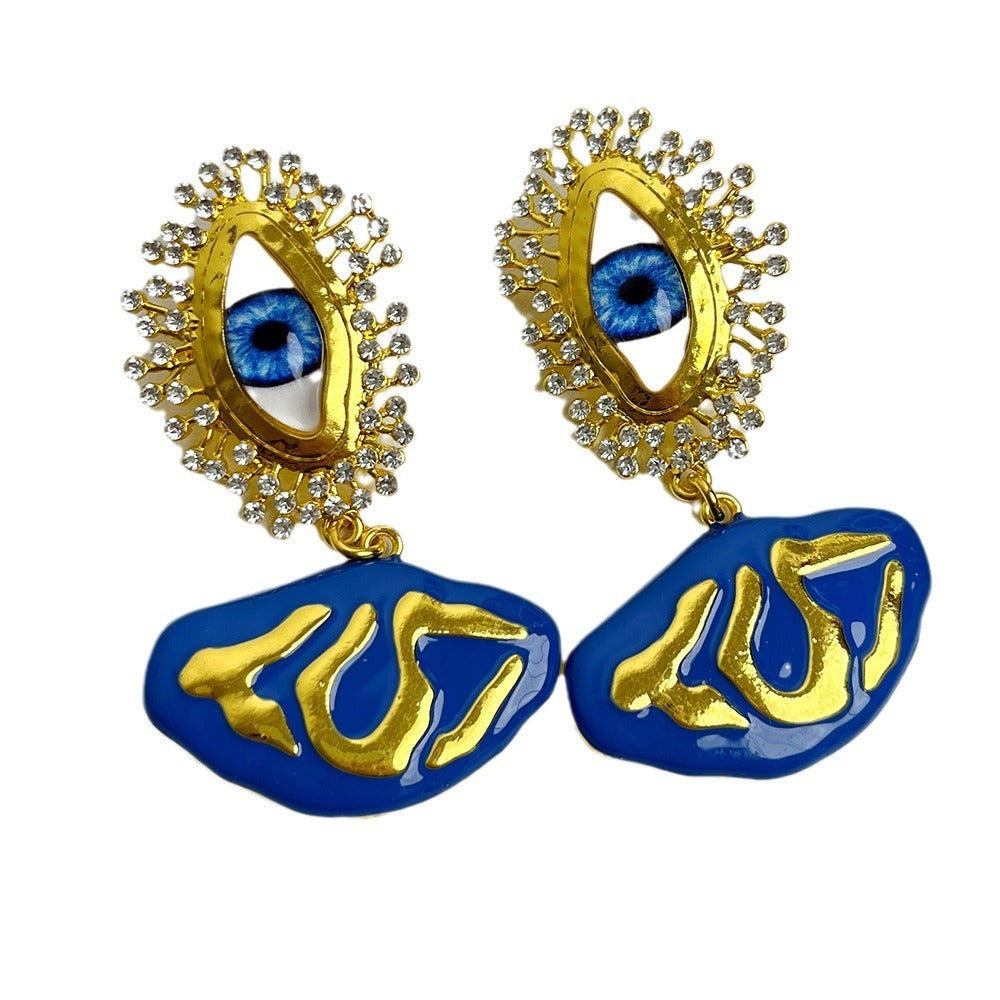 Abstract Eye Sparkling Diamond Earrings