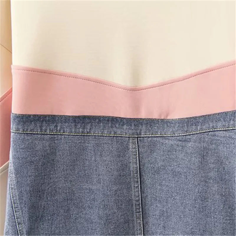 Denim Spliced Cotton Zip-Up Jacket