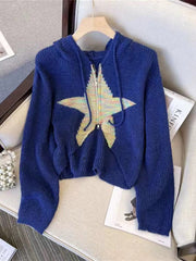 Casual Star Knitted Cropped Cardigan