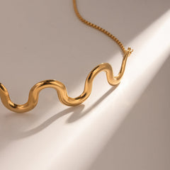 Wavy Gold Plated Pull Necklace