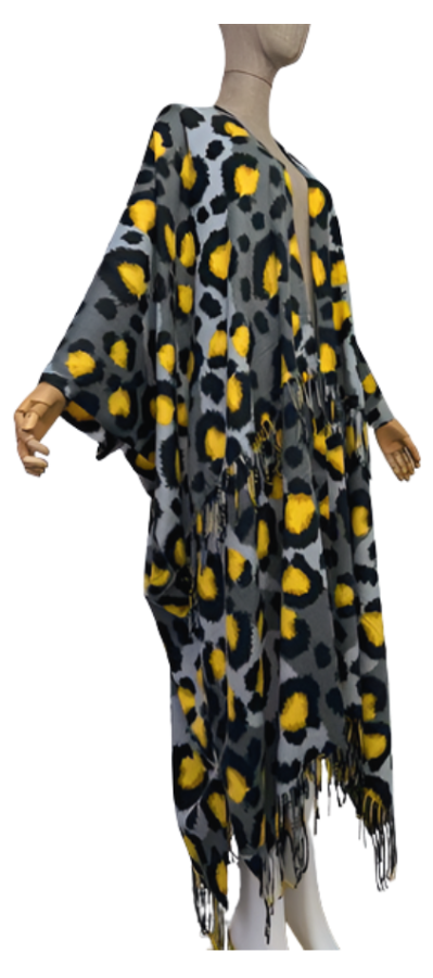 Cozy Retro Leopard Print Cardigan with Matching Scarf - WINI