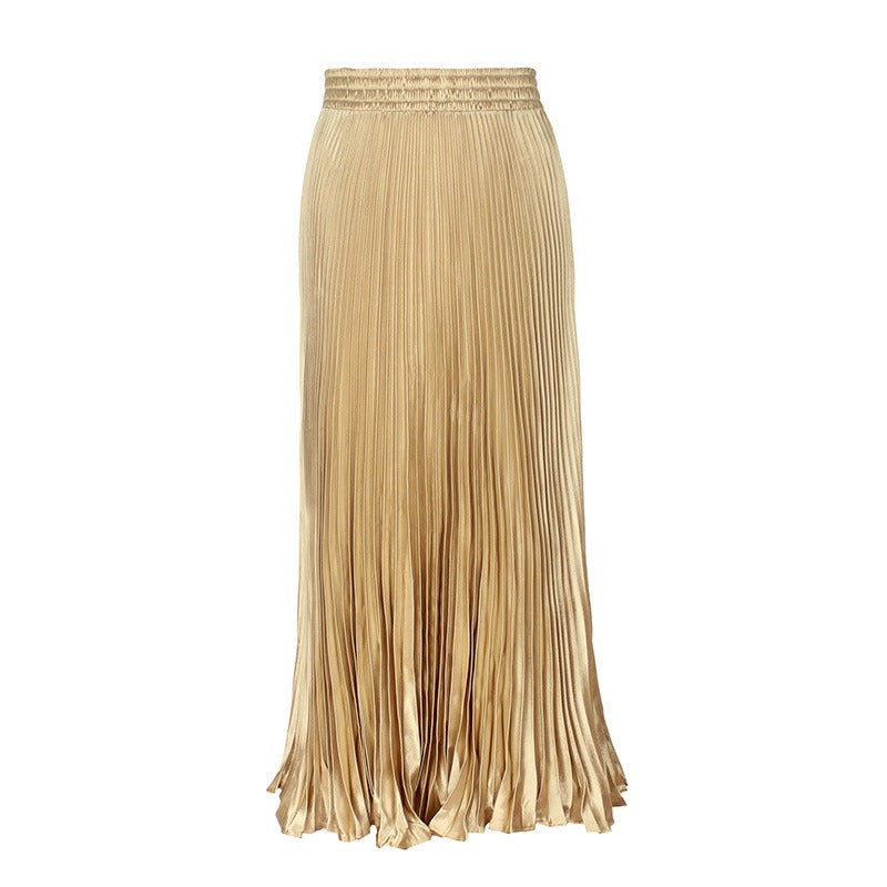 Glossy Pleated Accordion Skirt