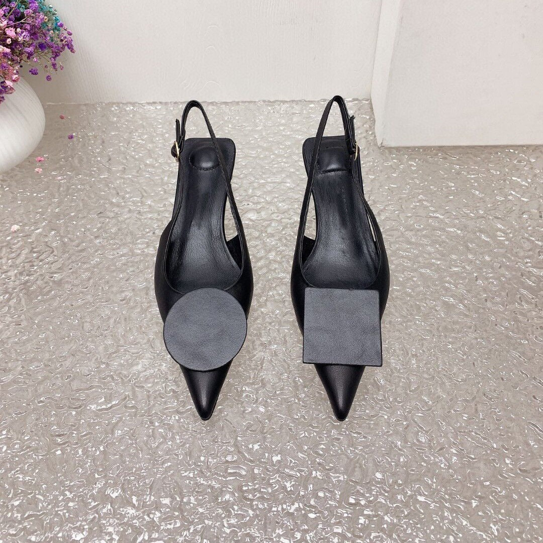 Pointed Toe Slim Heel Buckle Strap Sandals