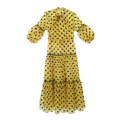 Casual Polka Dots Lantern Sleeve Maxi Dress