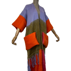 Colorful Fringed Trim Maxi Cardigan - WINI