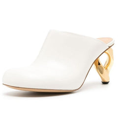 Round Toe Irregular Heel Mule Shoes