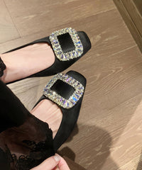 Fashion Zircon Sequined Flats Silver Cowhide Leather