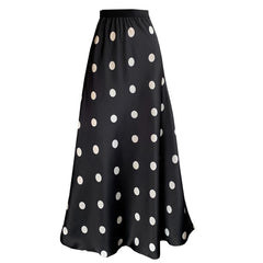 Polka-Dots High-Waisted A-Line Black Skirt