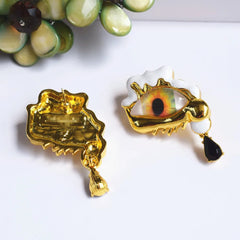 Alloy Resin Eyes Charms Earrings + Ring + Brooch