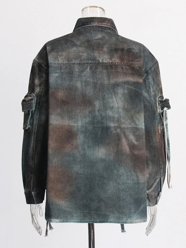 Patchwork Pockets Camouflage Loose Jacket