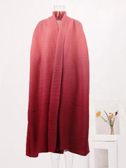 Gradient Batwing Sleeve Pleated Trench Coat