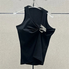 Sleeveless Pleated Slim Fit Tank Top