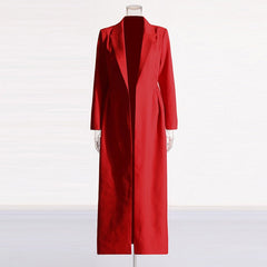 Solid Slim Pleated Waist Trench Coat