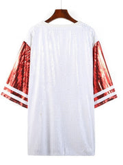 White Sequined Loose Rugby Jersey