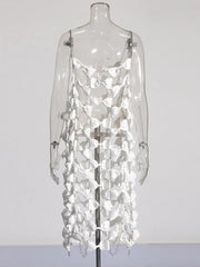 Pre Order:  Bowknot Patchwork Chain Strap Dress