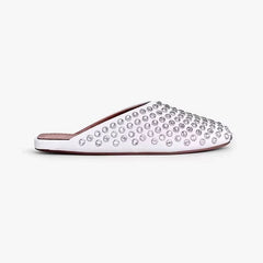Rhinestone Rivet Toe Cap Flat Mules