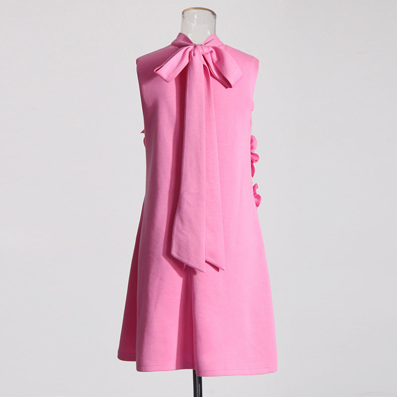Splicing 3D Flower A-Line Short Dress