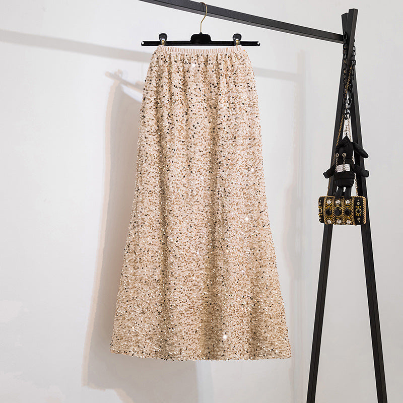 Sequined High Waist Fishtail Skirt