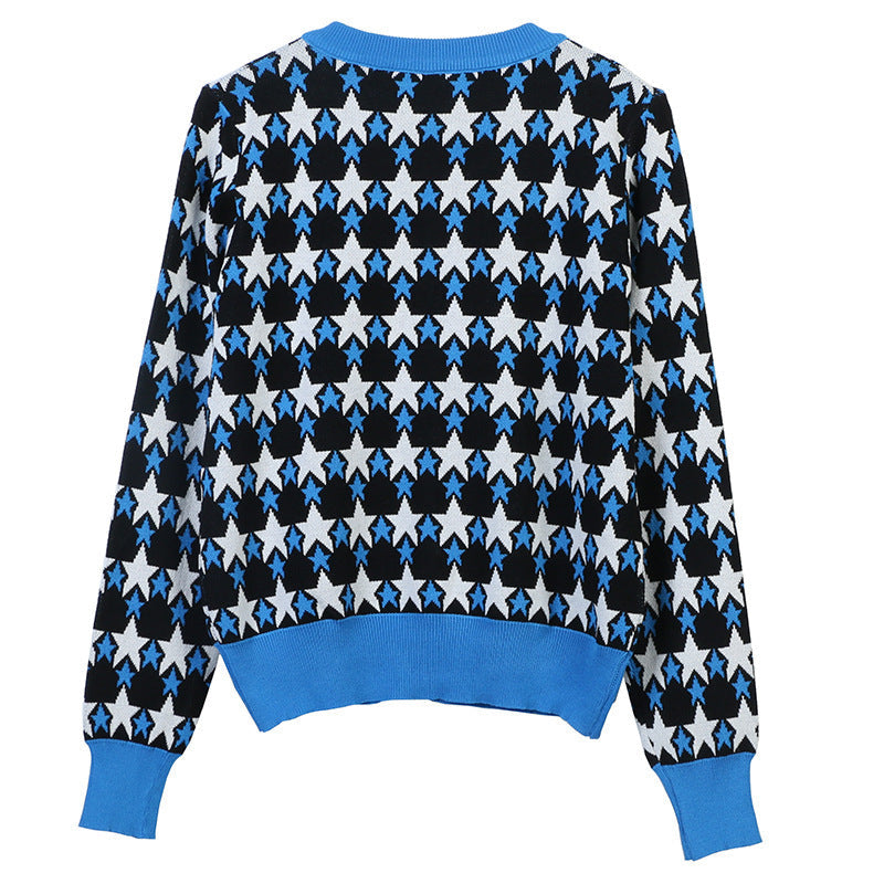 Casual Star Button Down Knitted Cardigan