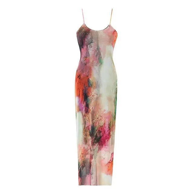 Color Blend Convertible Straps Dress