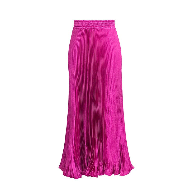 Glossy Pleated Accordion Skirt