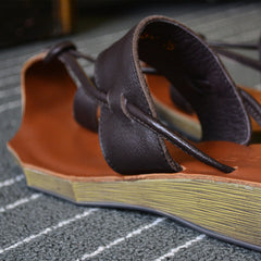 Casual Retro Leather Handmade Slippers Plus Size