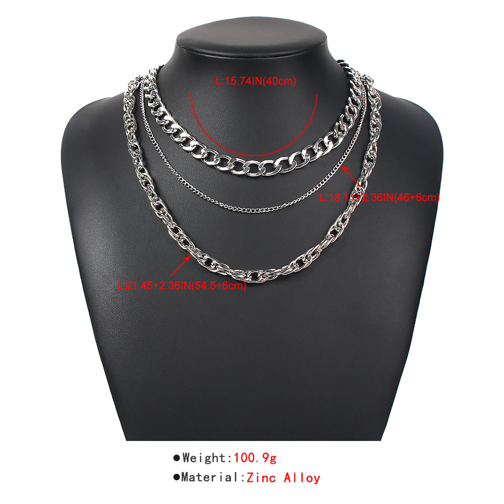 Tri-level Plated Chain Necklace