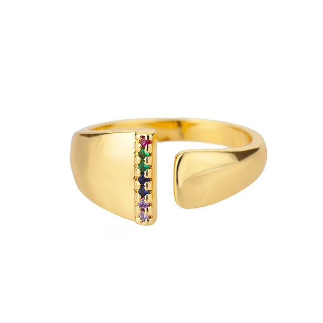 Multicolor Zircon Alphabet Plated Rings