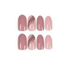 Short Oval Pink Fake Nails