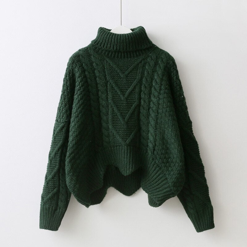 Casual Solid Turtle Neck Knitted Sweater