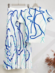 Squiggles Top+Skirt Pleated Set