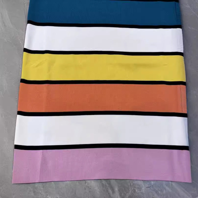 Striped Multicolor Knitted Midi Dress