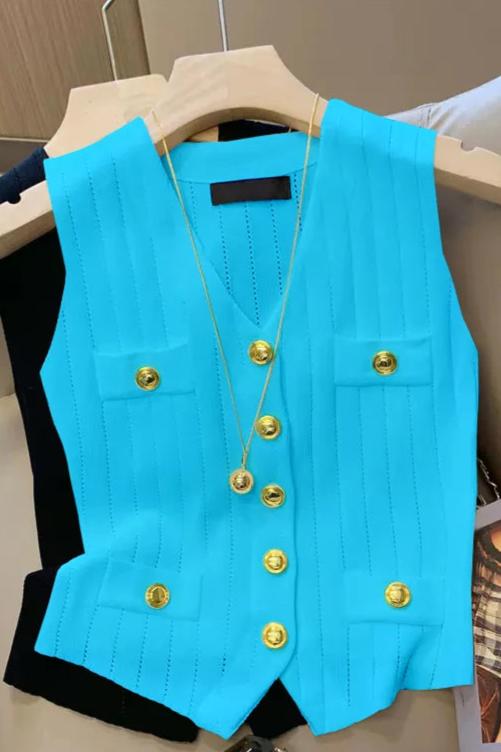 V-Neck Slim Fit Sleeveless Knitted Vest