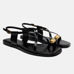 Casual Cross Strap Square Toe Flat Sandals