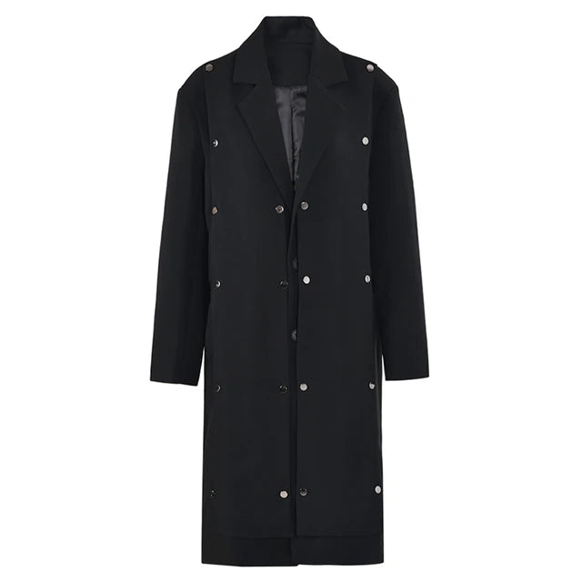 Elegant Solid Button Detachable Trench Coat