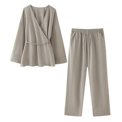 Solid Kimono Style Top + Pants