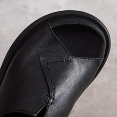 Women Sewing Platform Casual Leather Slippers