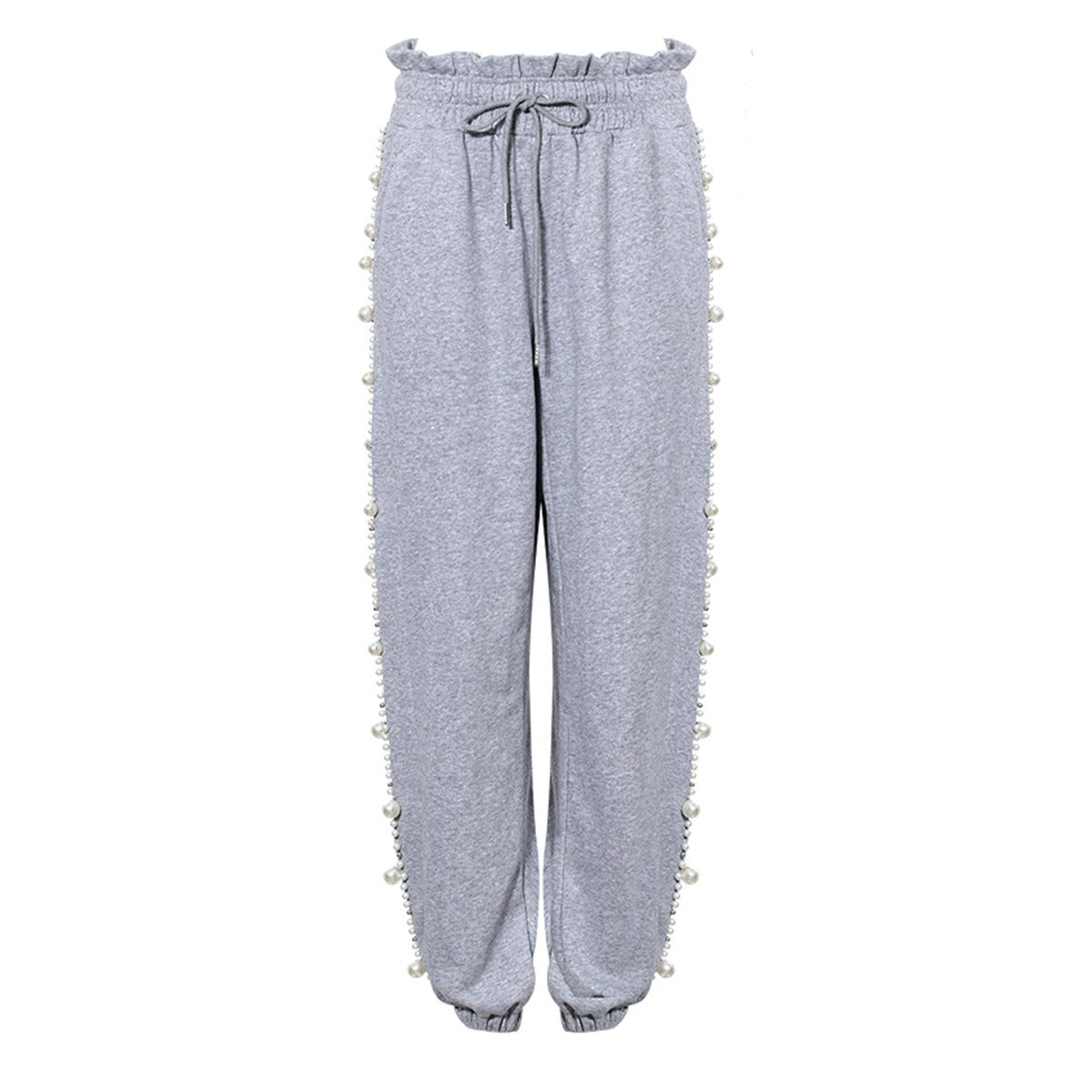 Cotton Loose Hoodie With Pearls + Pants