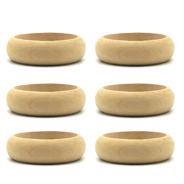 6 Pieces Blank Wood DIY Painting Bangle Bracelets