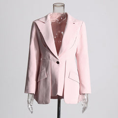 Solid Hollow Out Irregular Blazer