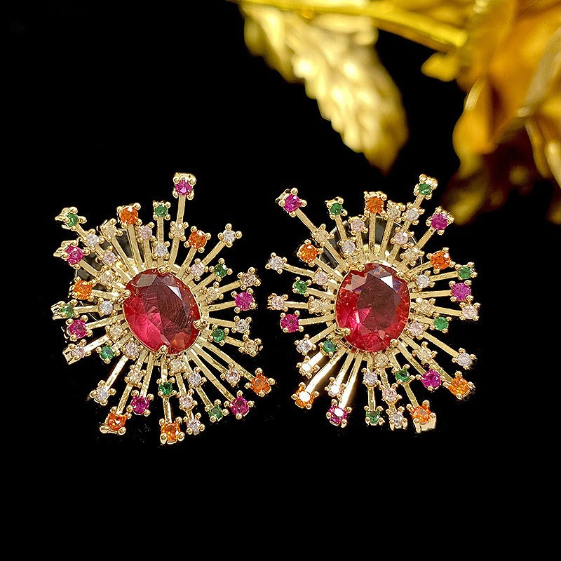 Sparkling Hollow Fireworks Zircon Earrings