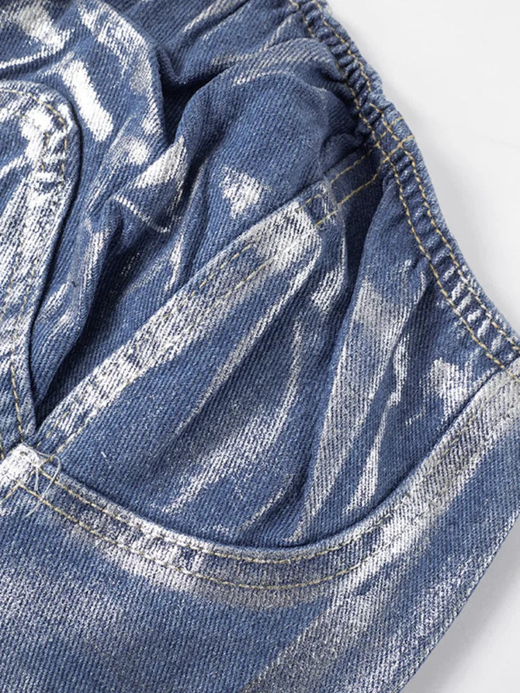 Solid Strapless Bodycon Denim Dress