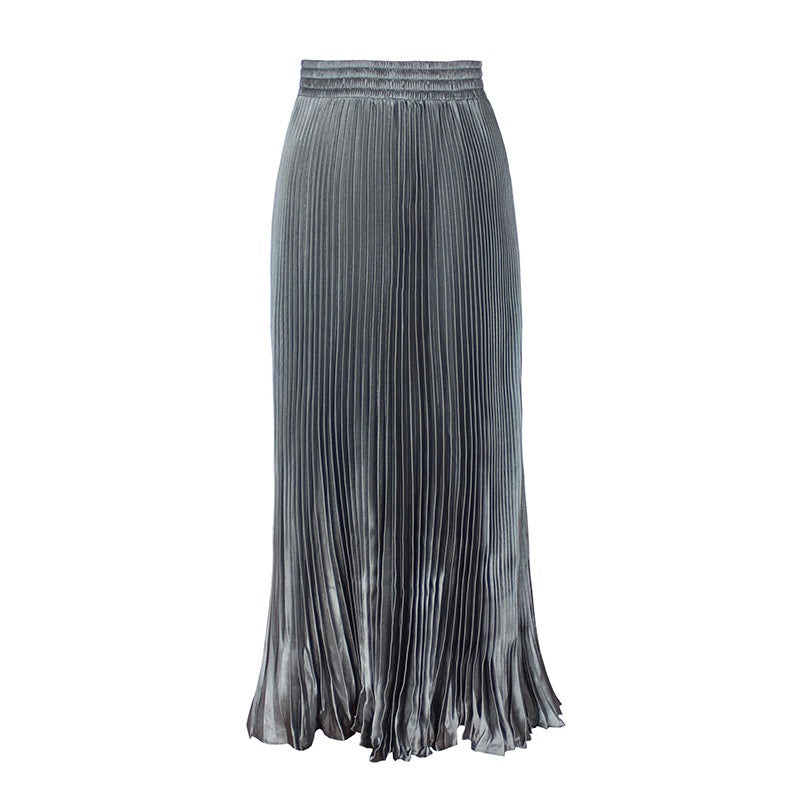 Glossy Pleated Accordion Skirt