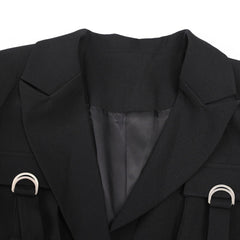 Solid Patchwork Multiple Pockets Midi Coat