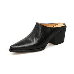 Retro Chunky Heel Mule Loafers